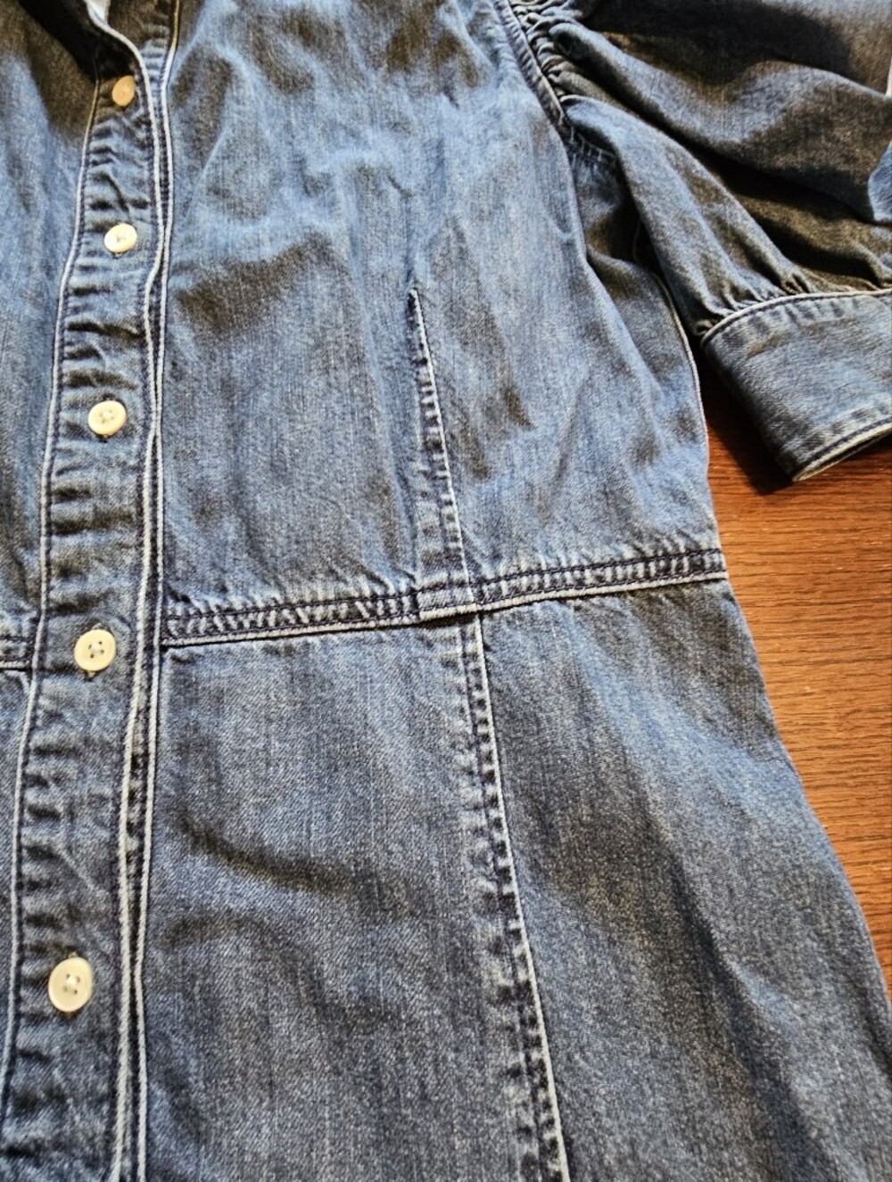 Frame Gillian Puff-Sleeve Denim Dress Medium - Picture 6 of 13
